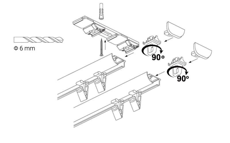 Szyna aluminiowa podwójna czarna ZD2-300 Żabka - obrazek 4