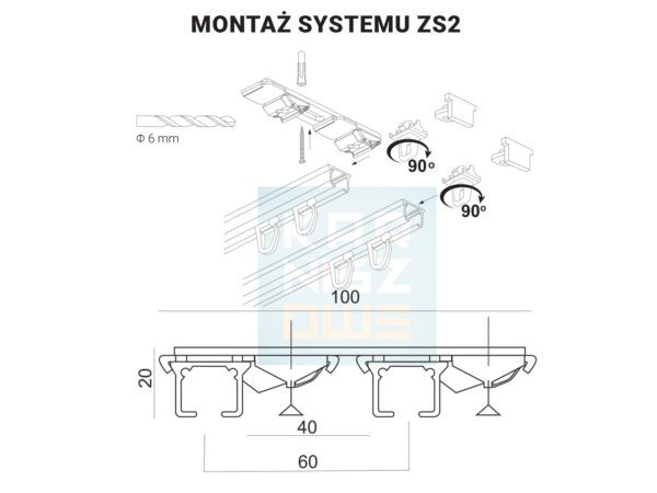 Instrukcja montażu karnisza sufitowego Creativa ZS – schemat instalacji