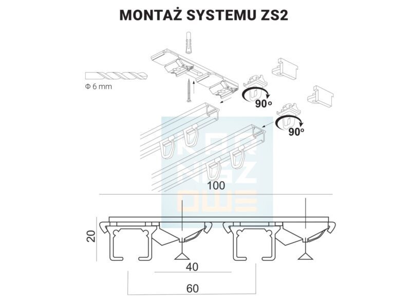 Instrukcja montażu karnisza sufitowego Creativa ZS – schemat instalacji