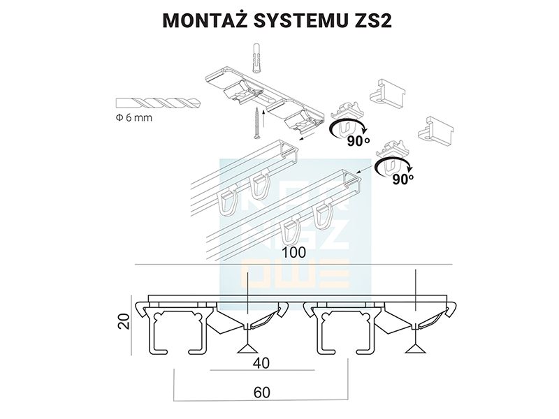 Instrukcja montażu karnisza sufitowego Creativa ZS – schemat instalacji
