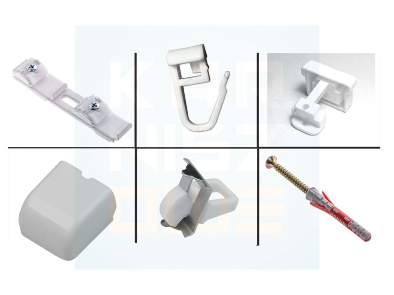 Akcesoria do karnisza sufitowego ZS2 z agrafką – komplet elementów montażowych