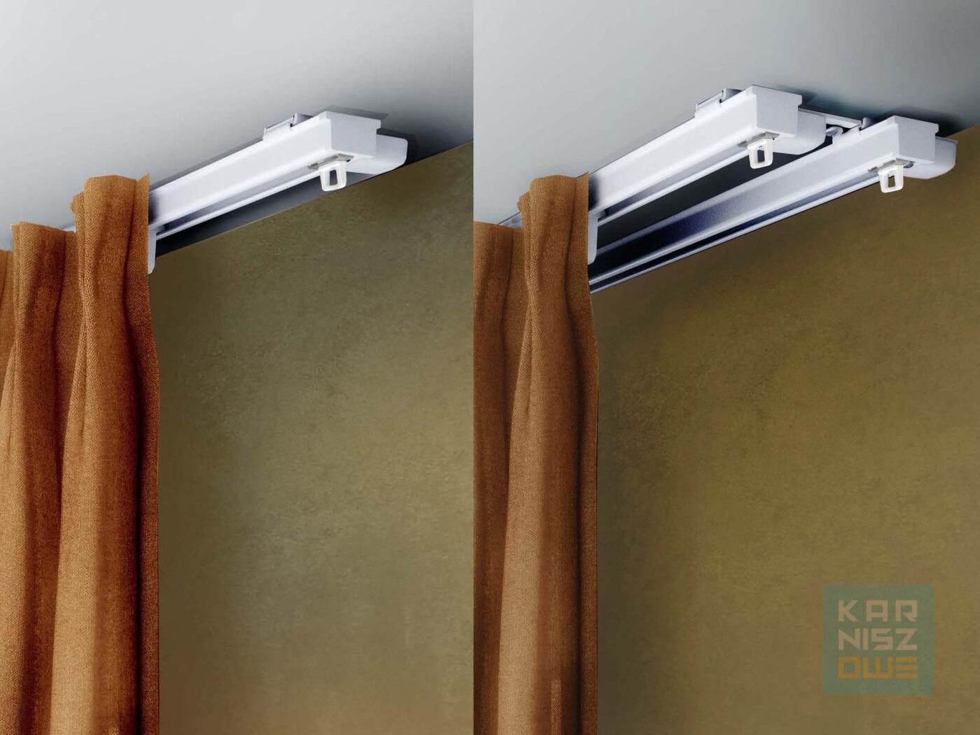 Karnisz sufitowy Creativa ZS pojedynczy biały – prowadnica aluminiowa