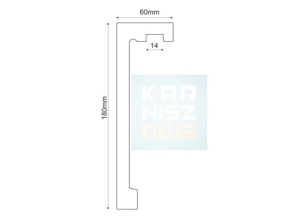 Rysunek techniczny maskownicy karnisza Creativa LK-04 LightBlocker – wymiary profilu