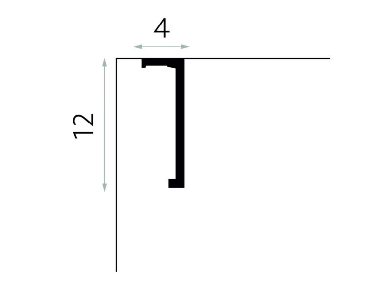 Rysunek wymiarowy maskownicy karnisza Mardom Decor QL035 12 × 4,1 cm
