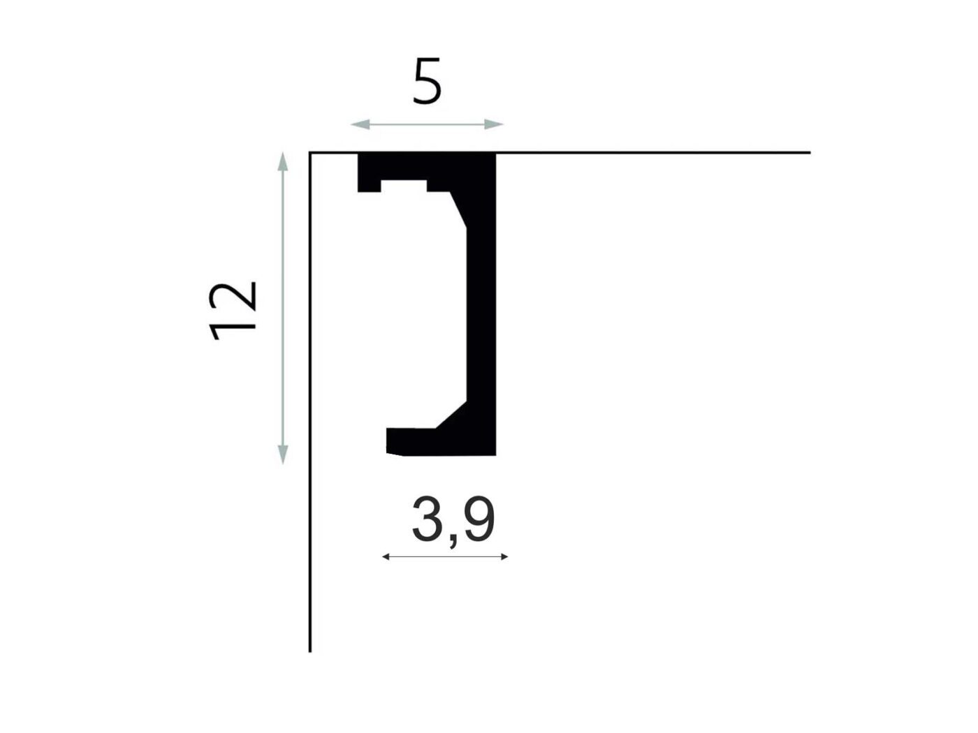 Rysunek wymiarowy listwy karniszowej Mardom Decor QL046