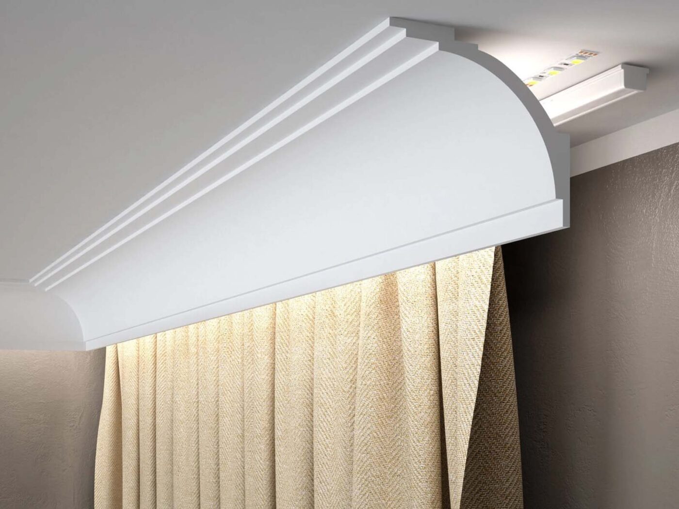 Maskownica karnisza Mardom Decor MD105 LightGuard zamontowana przy suficie