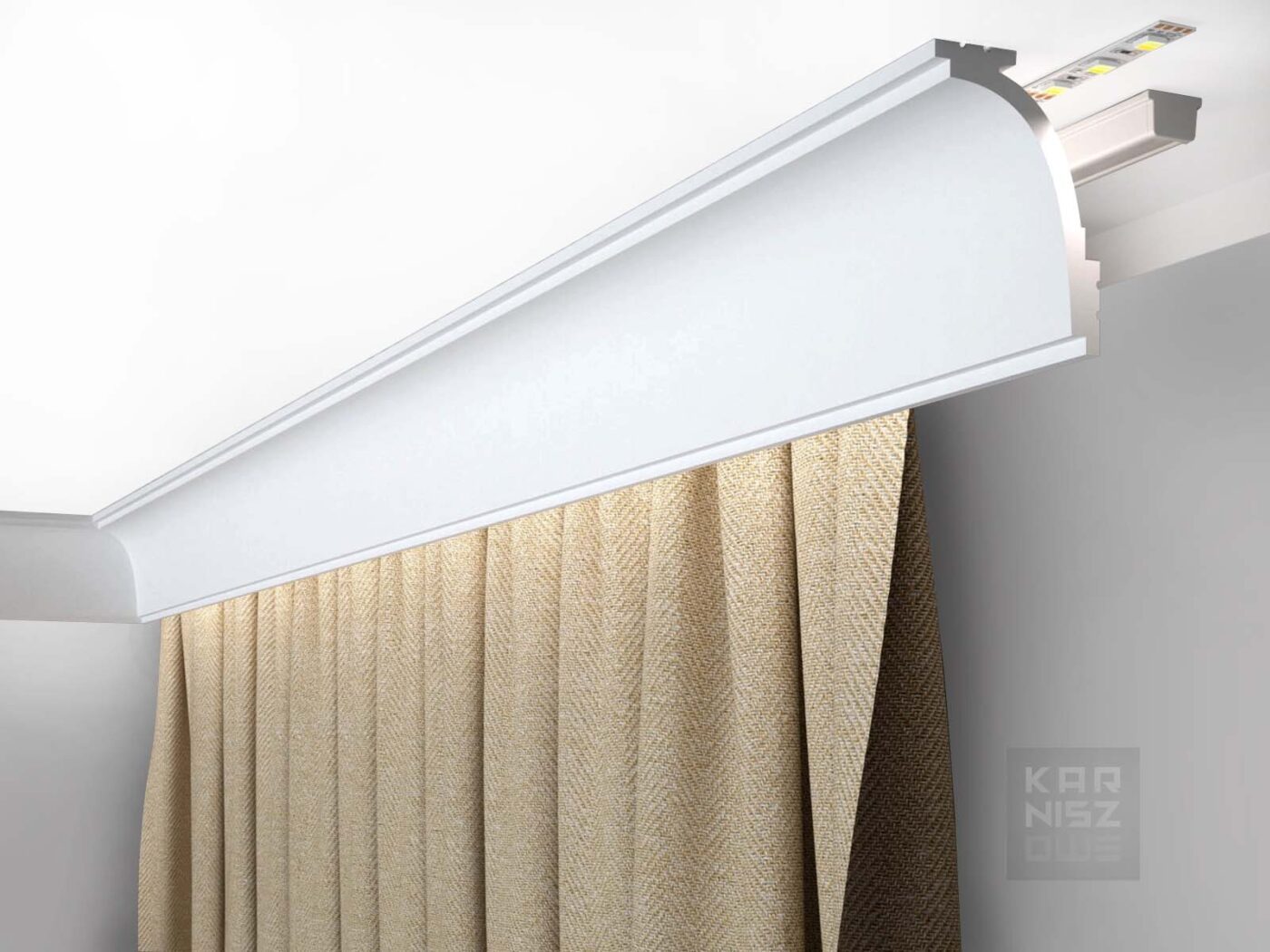 Maskownica karnisza Mardom Decor MD111 LightGuard LED zamontowana przy suficie