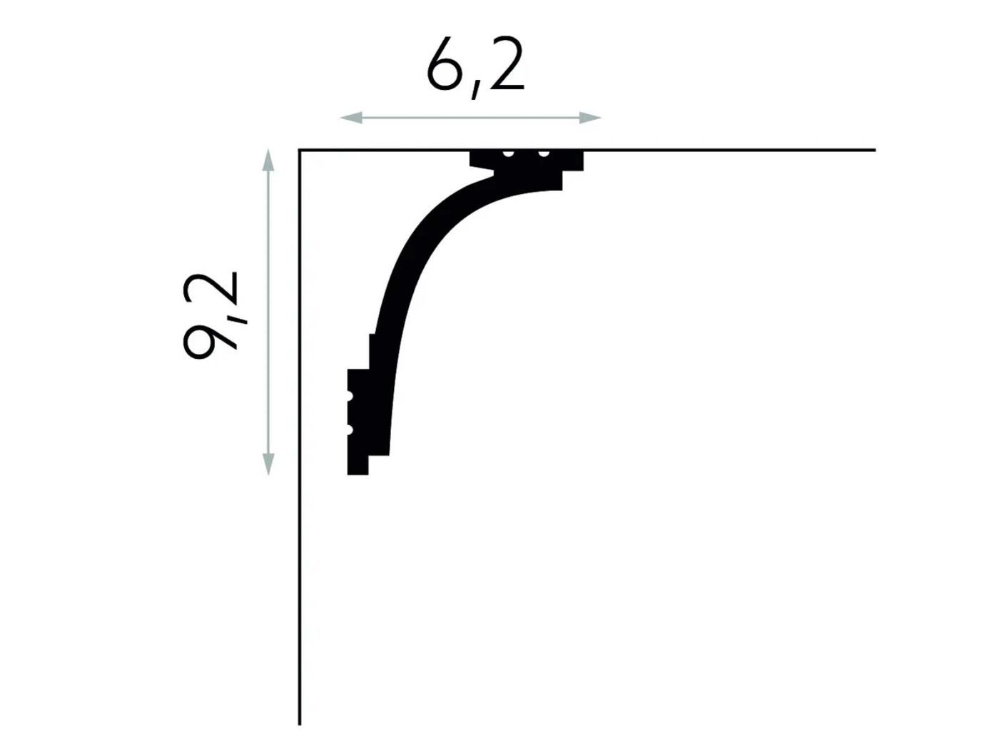 Rysunek wymiarowy maskownicy karnisza Mardom Decor MD111 LightGuard LED