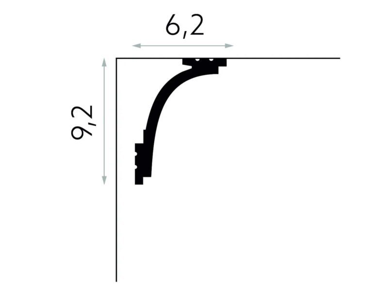 Rysunek wymiarowy maskownicy karnisza Mardom Decor MD111 LightGuard LED