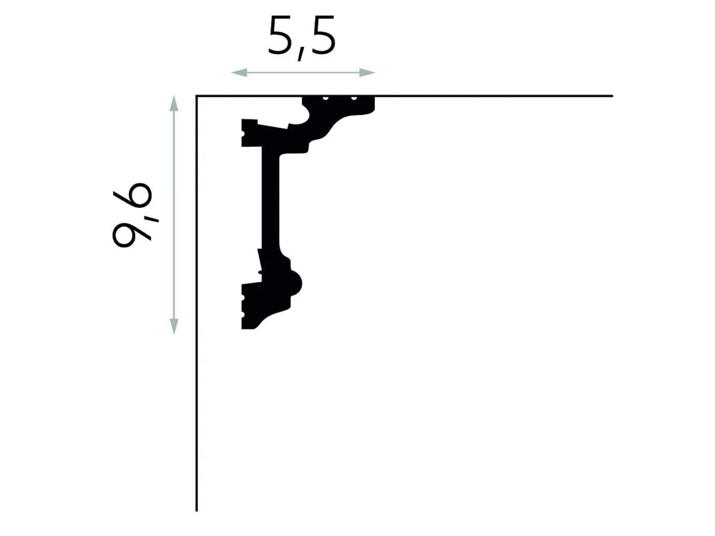 Rysunek techniczny maskownicy karnisza Mardom Decor MD137 LightGuard LED z wymiarami