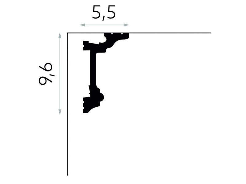 Rysunek techniczny maskownicy karnisza Mardom Decor MD137 LightGuard LED z wymiarami