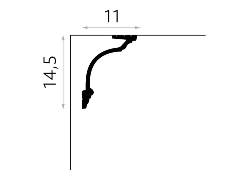 Rysunek wymiarowy maskownicy karnisza Mardom Decor MD156 LightGuard LED