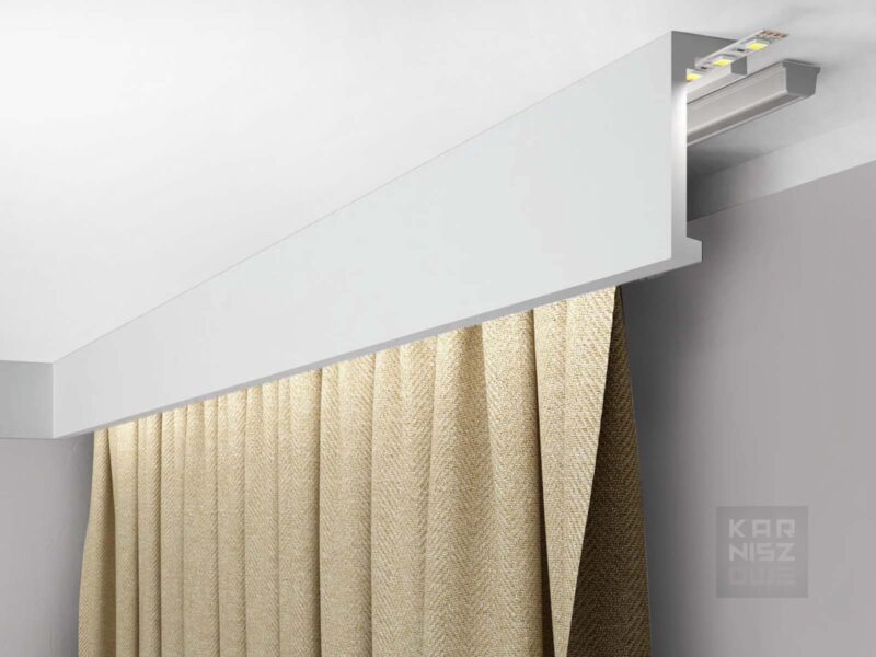 Maskownica karnisza Mardom Decor QL026 LightGuard LED zamontowana przy suficie
