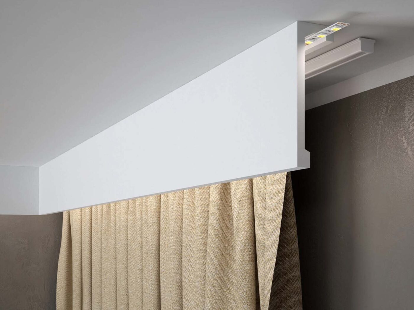 Maskownica karnisza Mardom Decor QL036 LightGuard LED zamontowana przy suficie