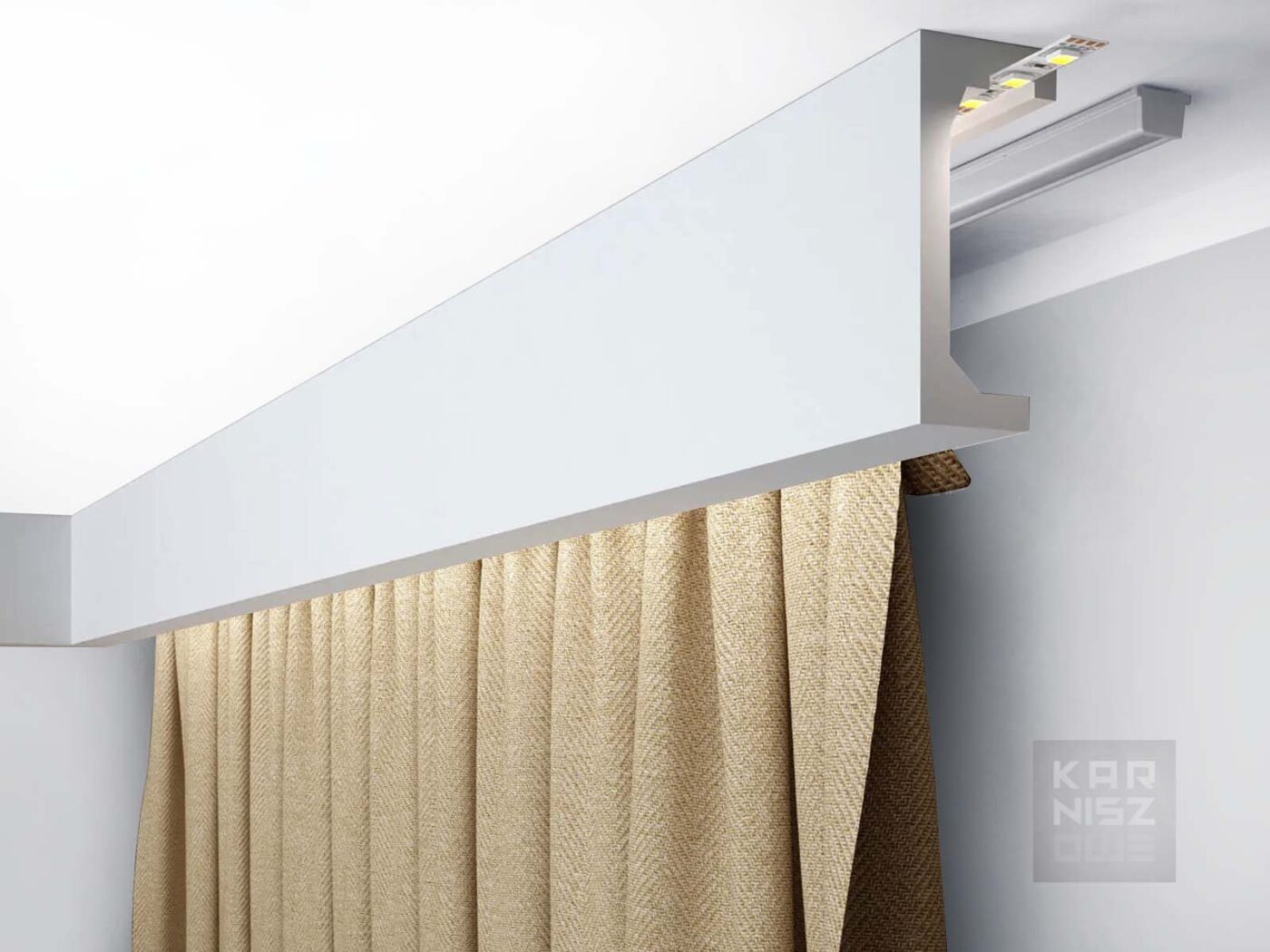 Maskownica karnisza Mardom Decor QL046 LightGuard LED zamontowana przy suficie