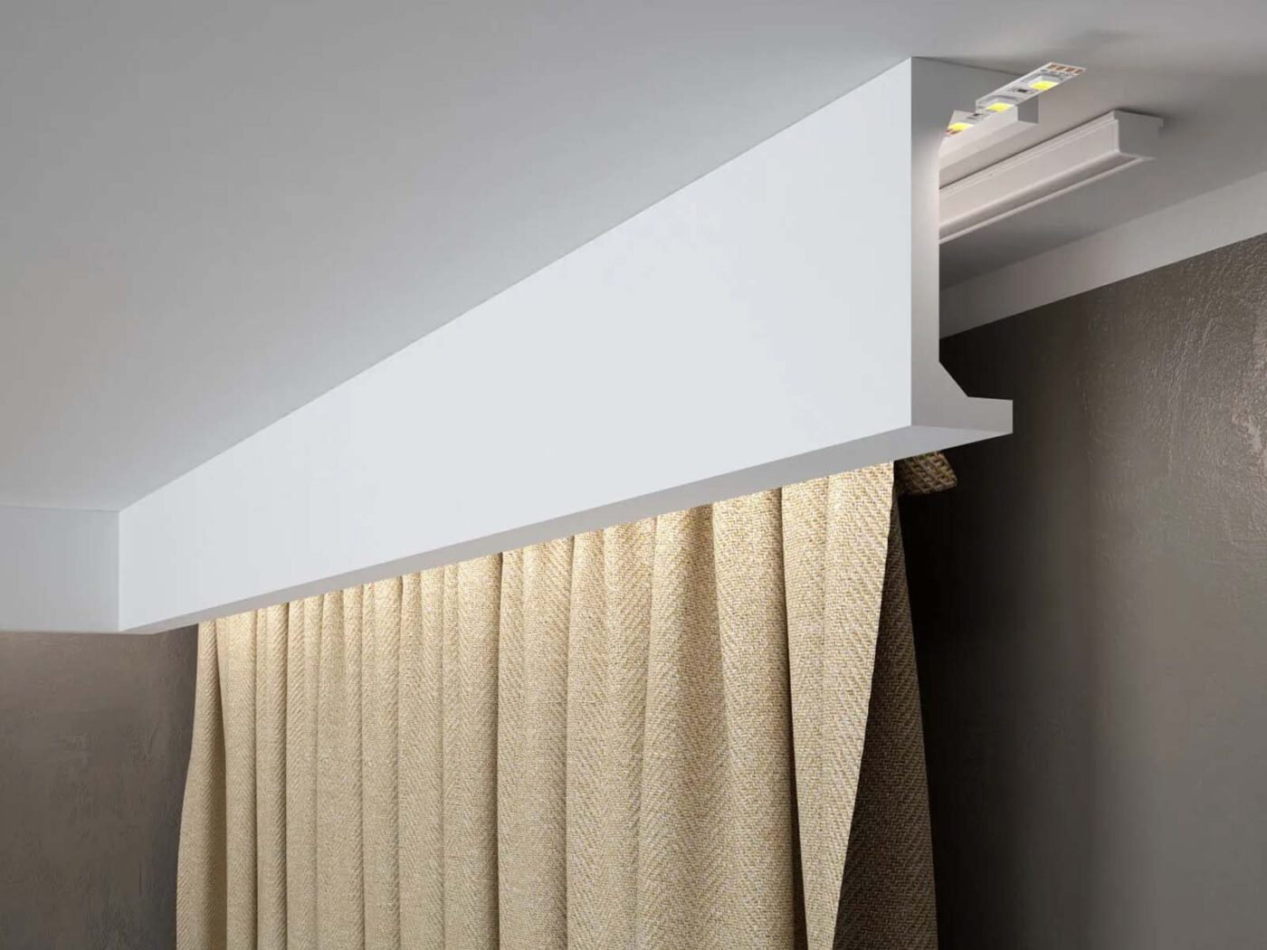 Maskownica karnisza Mardom Decor QL046 LightGuard LED zamontowana na suficie