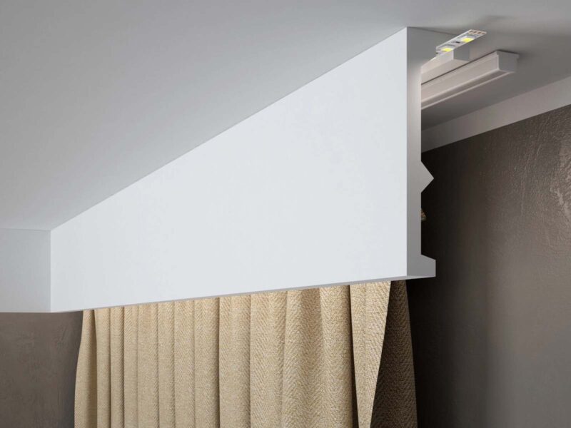 Maskownica karnisza Mardom Decor QL056 LightGuard LED zamontowana na suficie