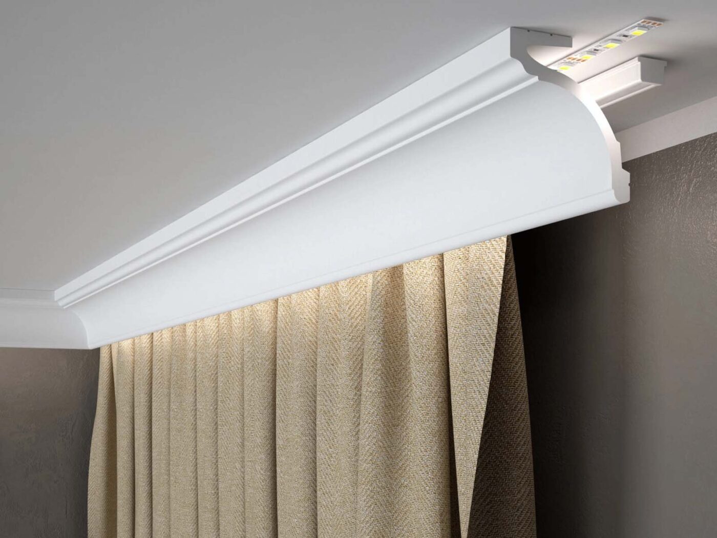 Osłona karnisza Mardom Decor MD161 LightGuard LED z zasłoną, montaż przy suficie