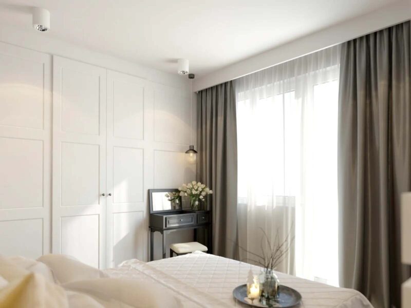 Maskownica karnisza Mardom Decor QL036 zastosowana w aranżacji sypialni