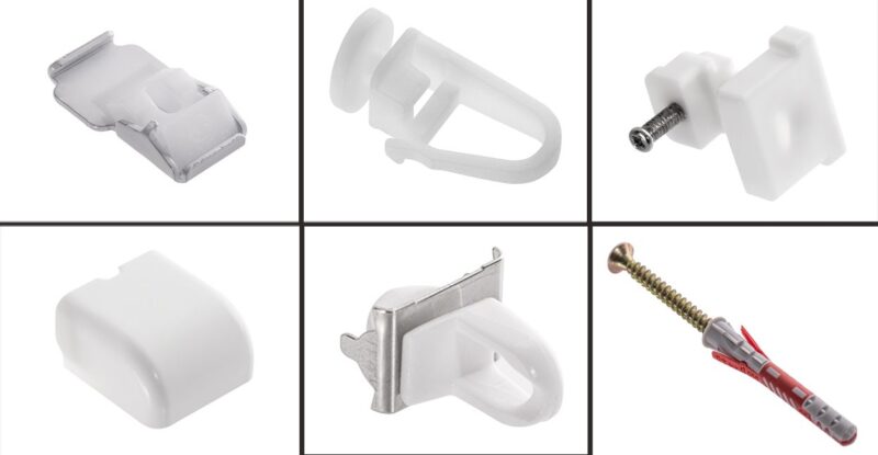 Szyna aluminiowa pojedyncza kompletna biała S-100 z agrafkami - obrazek 6