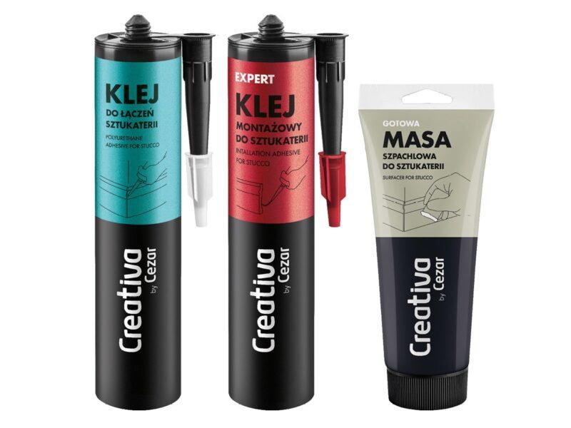 Kleje i szpachla Creativa do montażu listwy karniszowej LK-01 – Expert, C310 i masa C200