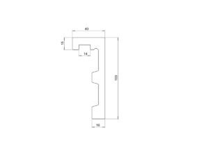 Rysunek techniczny maskownicy karnisza Creativa LK-01 – wymiary 10×300 cm