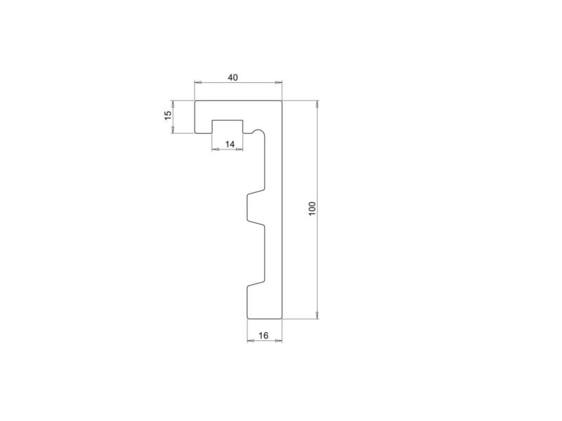 Rysunek techniczny maskownicy karnisza Creativa LK-01 – wymiary 10×300 cm