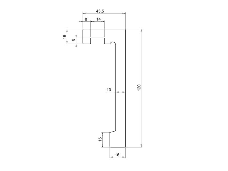 Rysunek techniczny maskownicy karnisza Creativa LK-02KO 15×300 cm