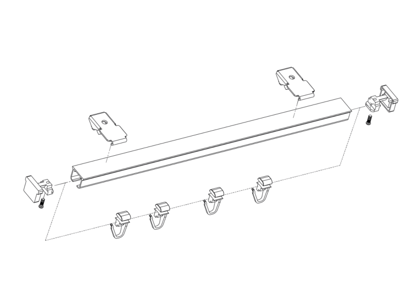 Szyna aluminiowa pojedyncza kompletna biała S-100 z żabkami - obrazek 5