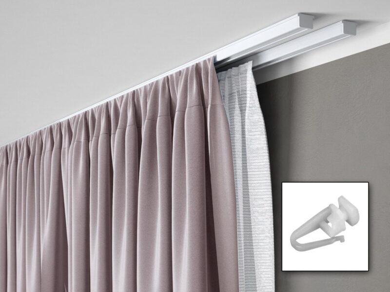 Zestaw karniszowy podwójny biały D-200 z agrafkami