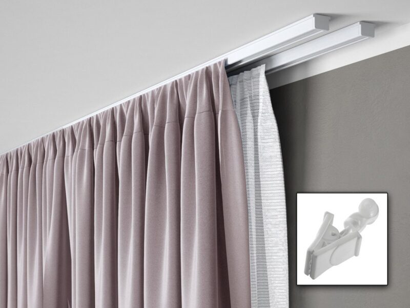 Zestaw karniszowy podwójny biały D-250 z żabkami