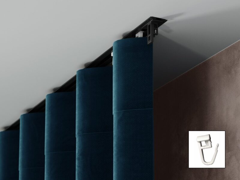 Szyna aluminiowa podtynkowa pojedyncza kompletna czarna PS-100 Agrafka