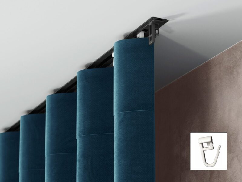 Szyna aluminiowa podtynkowa pojedyncza kompletna czarna PS-300 Agrafka