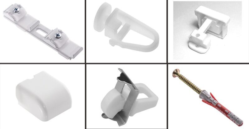 Zestaw karniszowy podwójny biały D-100 z agrafkami - obrazek 6