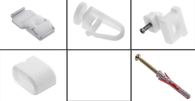 Szyna aluminiowa pojedyncza kompletna biała S-250 z agrafki - obrazek 6