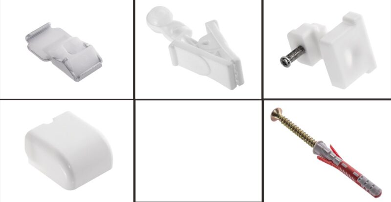 Szyna aluminiowa pojedyncza kompletna biała S-250 z żabkami - obrazek 6