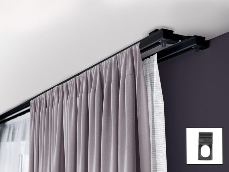 Szyna aluminiowa podwójna kompletna czarna ZS2-300 Oczko