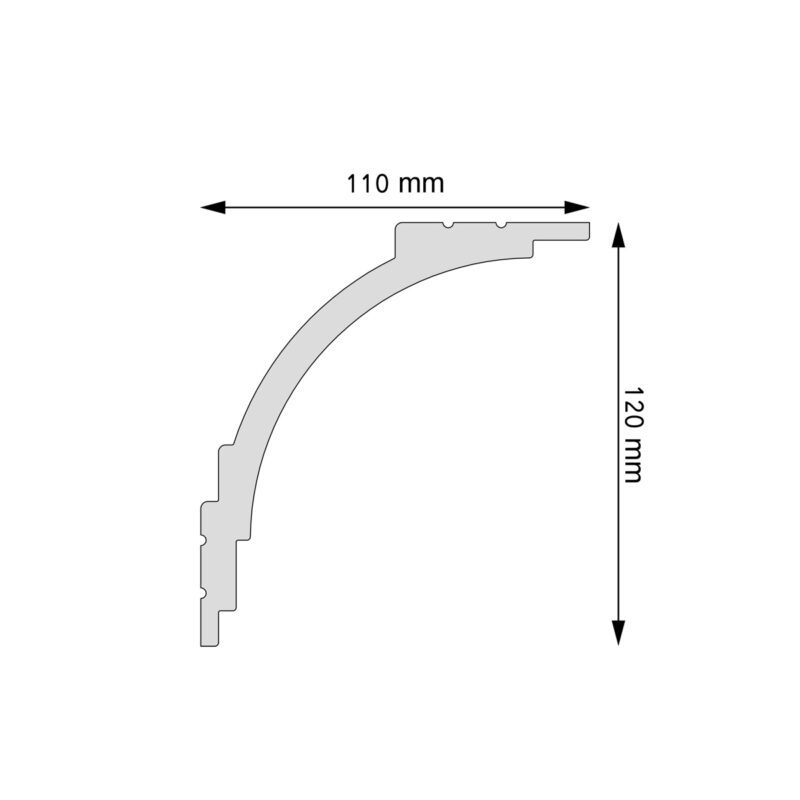 maskownica karnisza Creativa LK-06 12 cm rysunek techniczny wymiary