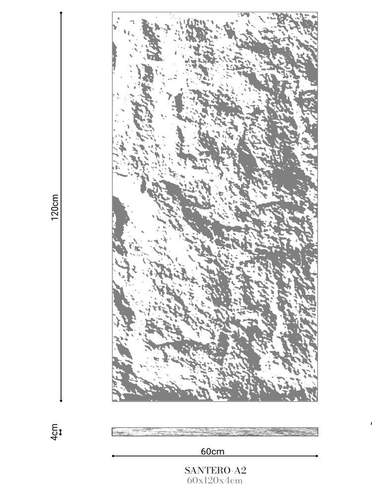 Panel ścienny Santero A2 Stone Touch – wymiary panelu dekoracyjnego imitującego kamień 120 x 60 x 4 cm
