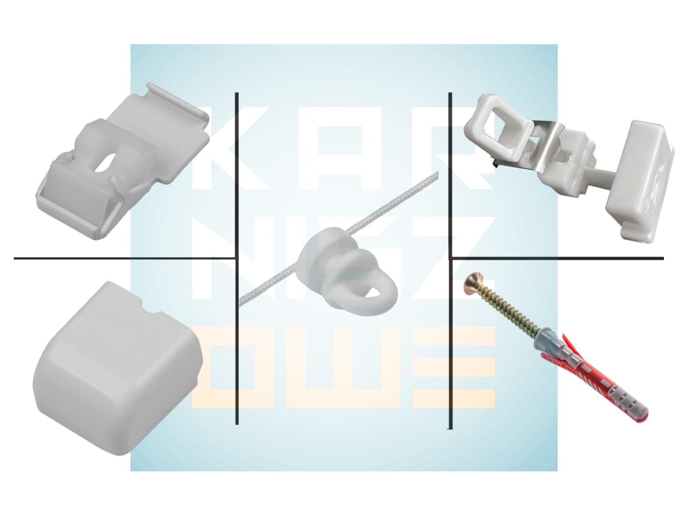 akcesoria montażowe do karnisza sufitowego Wave aluminiowego