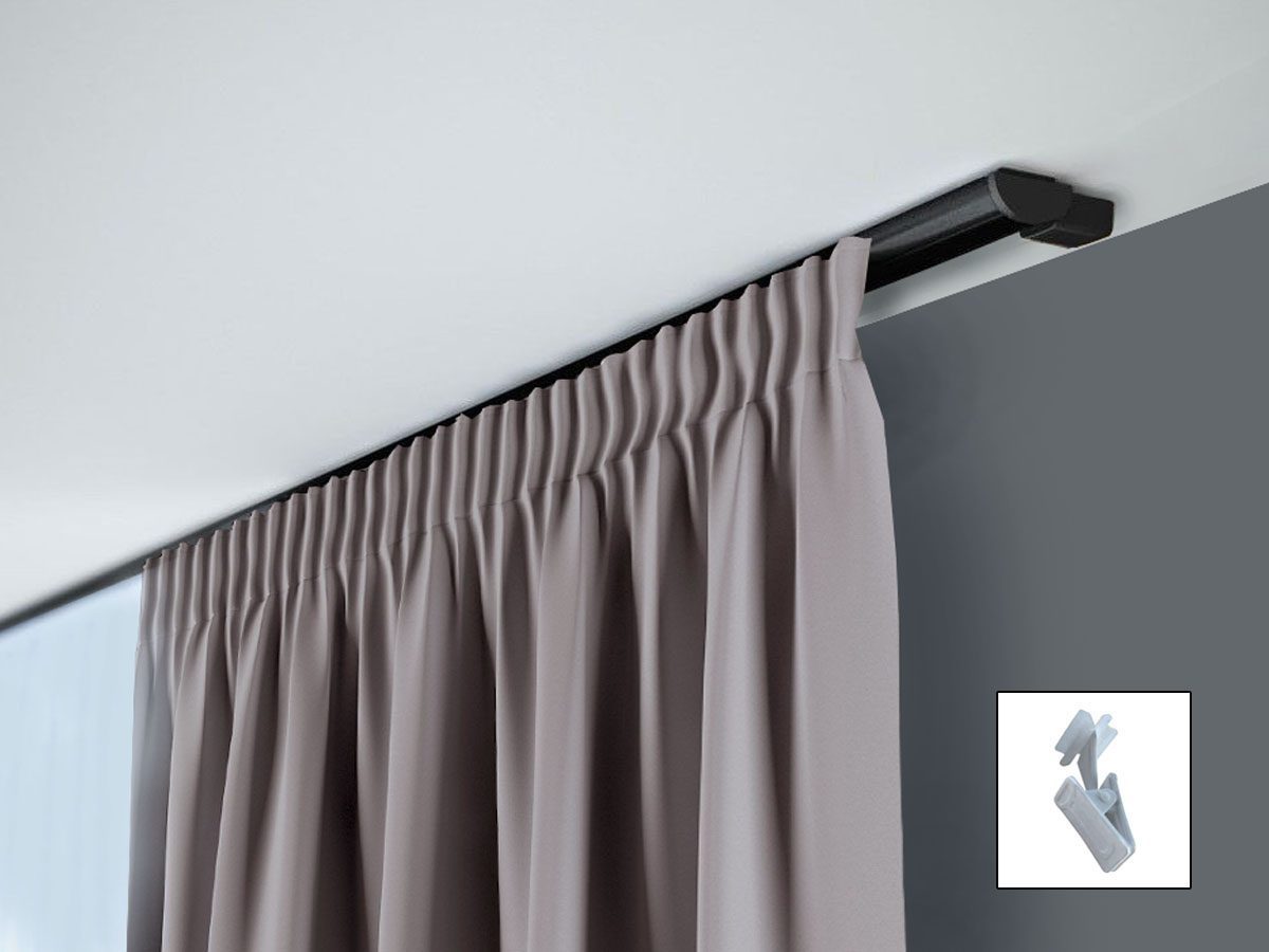 Karnisz sufitowy ZD czarny z żabkami – prezentacja produktu