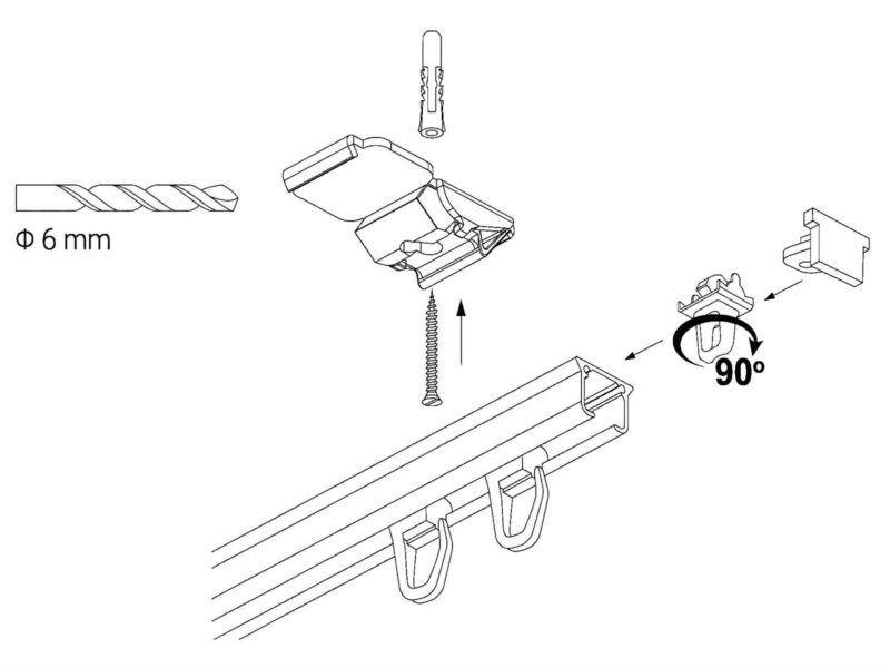Montaż karnisza sufitowego aluminiowego pojedynczego ZS