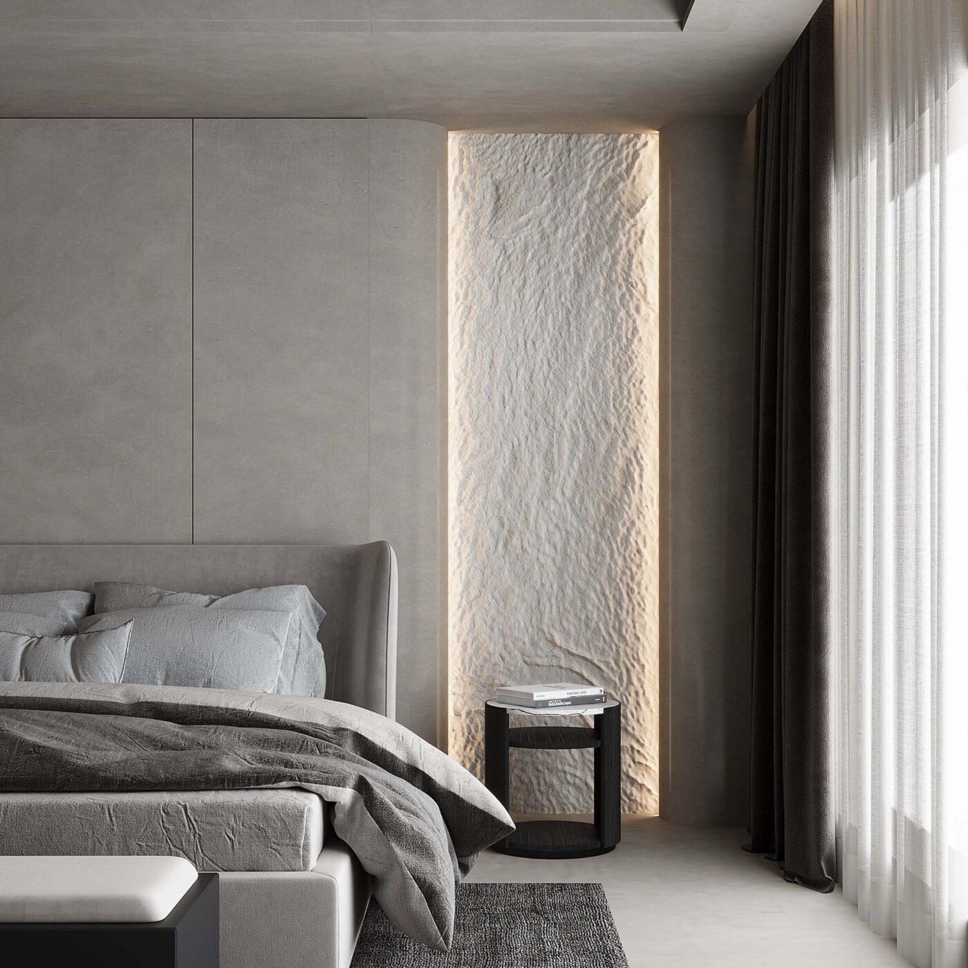 Panel ścienny Santero H1 Stone Touch Murso – aranżacja w sypialni