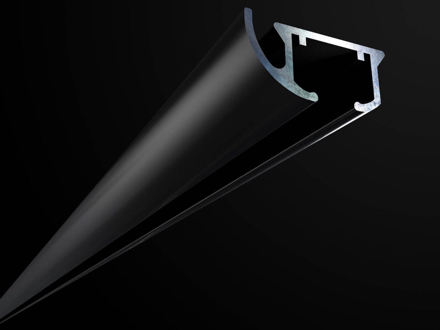 Profil karnisza sufitowego ZD w kolorze czarnym – aluminiowa szyna pojedyncza