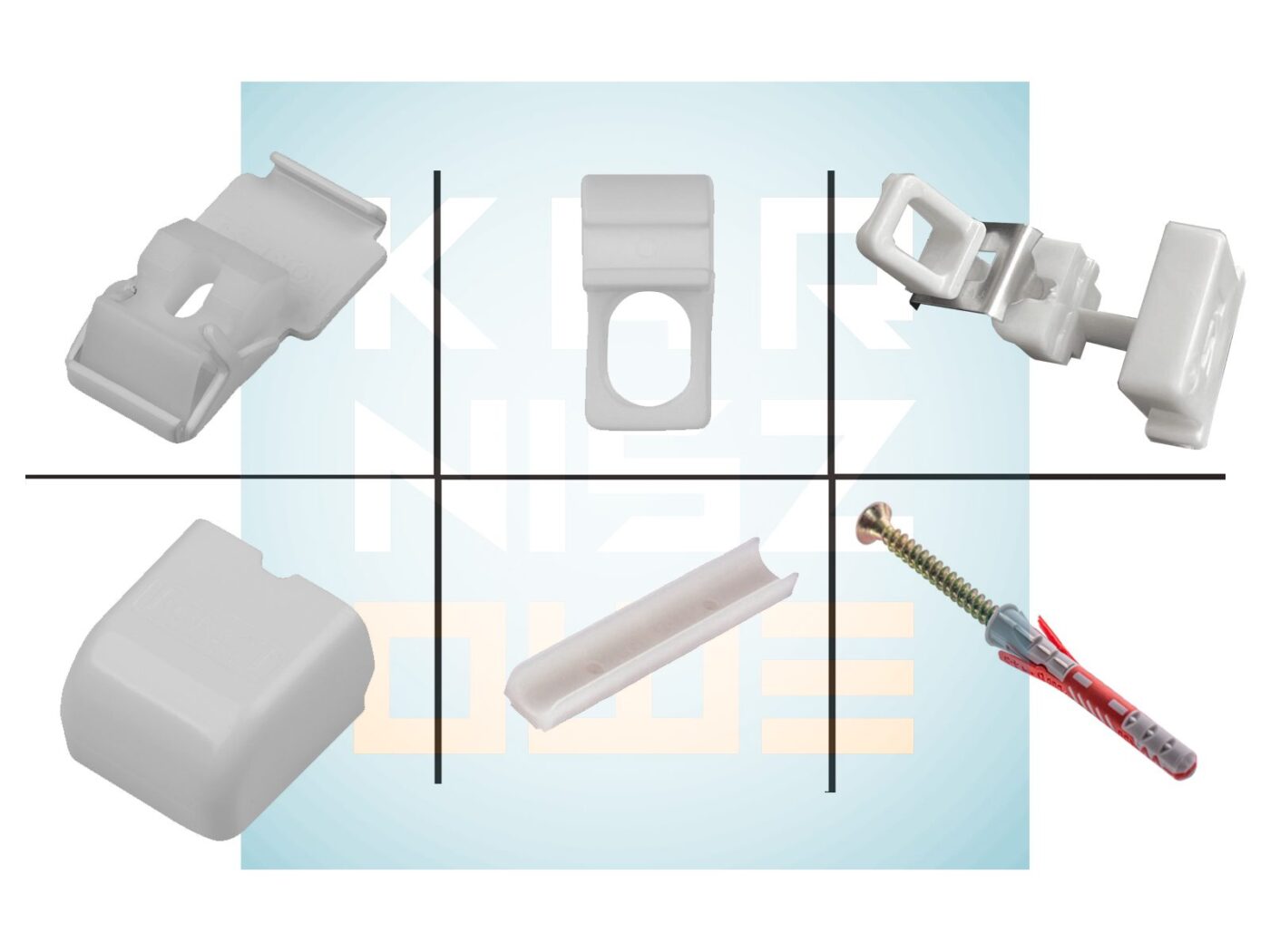 Zestaw akcesoriów do karnisza sufitowego ZS z oczkami i łącznikiem
