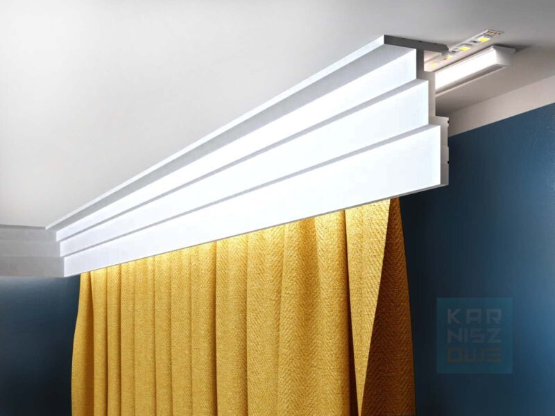 Maskownica karnisza Mardom Decor QL025 zamontowana przy suficie
