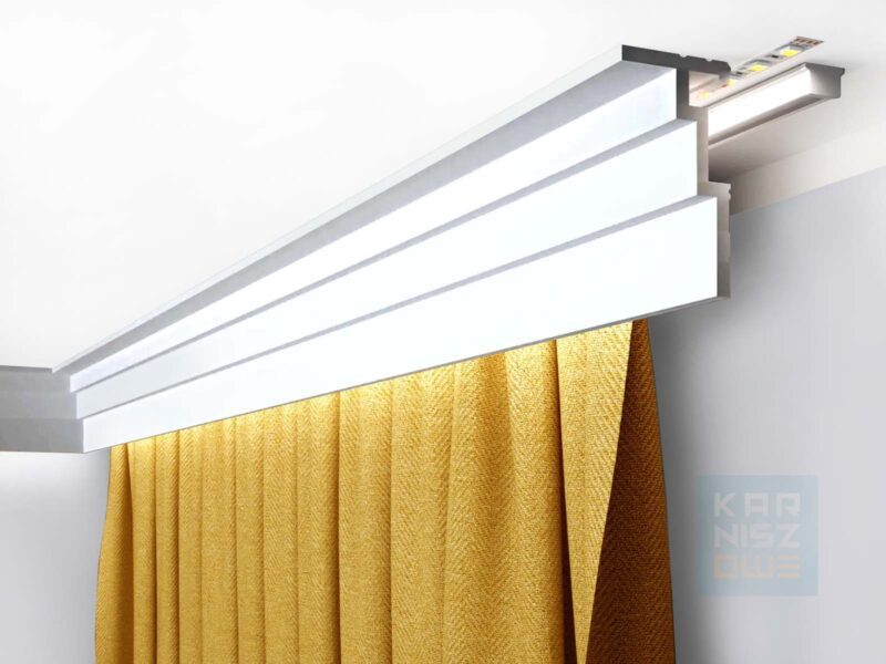 Maskownica karnisza Mardom Decor QL025 LightGuard LED zamontowana przy suficie