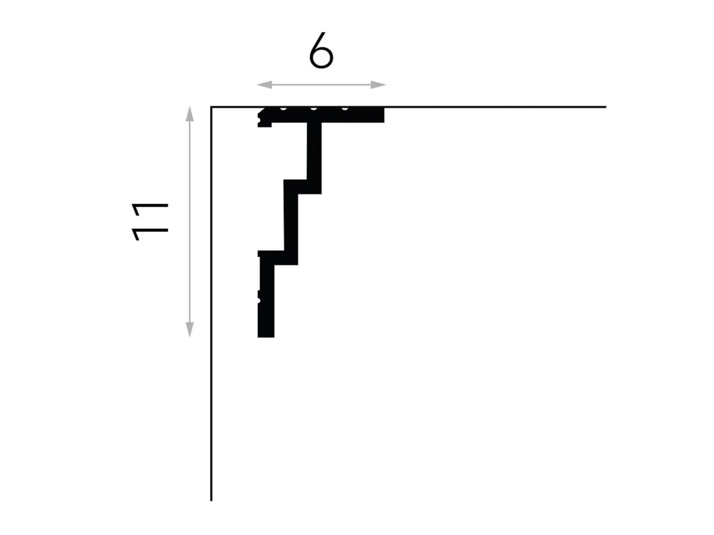 Rysunek wymiarowy maskownicy karnisza Mardom Decor QL025