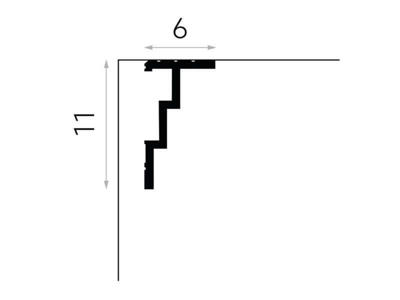 Rysunek wymiarowy maskownicy karnisza Mardom Decor QL025