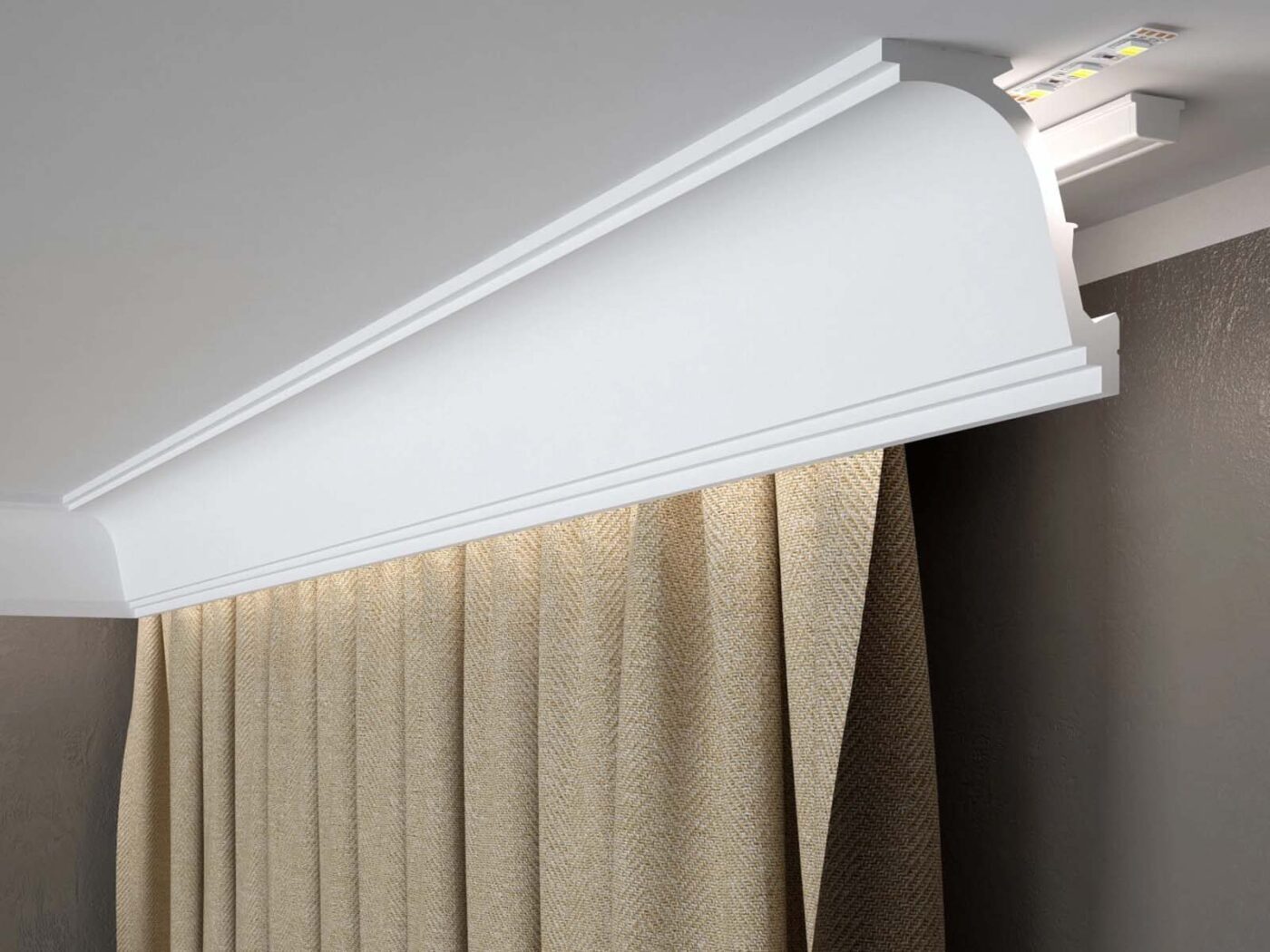 Maskownica karnisza Mardom Decor MD110 LightGuard LED zamontowana przy suficie